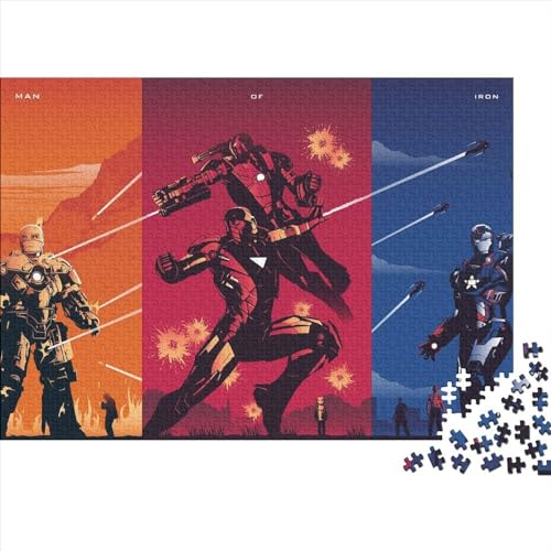 1000 Teile Iron Man Puzzles für Erwachsene, Holzpuzzle, Familienpuzzlespiel, Stressabbau-Puzzle für Erwachsene, Kinder ab 12 Jahren (75x50cm) von WTCBQC