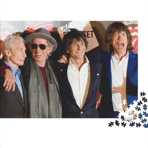 1000 Teile Puzzle für Erwachsene The Rolling Stones Puzzles 1000 Teile Holzbrettpuzzle–Entspannungspuzzlespiele–Denksportaufgabe (75x50cm) von WTCBQC