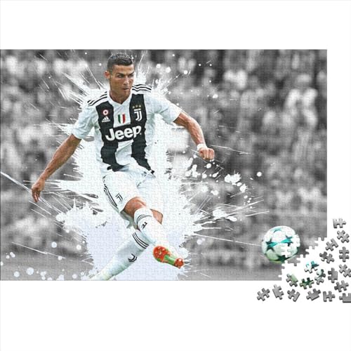 1000-teiliges Puzzle Cristiano Ronaldo Puzzles für Erwachsene Holzspiele Puzzle-Herausforderungsspielzeug (75x50cm) von WTCBQC