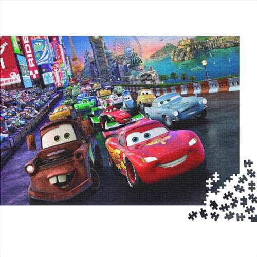 300-teiliges Holzpuzzle mit Autos und Filmen,kreatives rechteckiges Puzzle,Geschenk für Familienspiele,Freunde (40x28cm) von WTCBQC