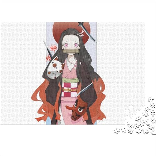 Puzzle für Erwachsene, 1000 Teile, Dämonentöter Kamado Nezuko, DIY-Kreativpuzzle, Holzpuzzle für Kinder ab 12 Jahren und Erwachsene (40x28cm) von WTCBQC