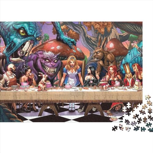 Puzzle für Erwachsene, Alice im Wunderland, 300-teiliges Puzzle, Holzpuzzle für Erwachsene und Jugendliche ab 12 Jahren, Spielzeug, Denkspiel (40x28cm) von WTCBQC