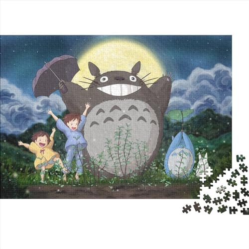 Puzzles für Erwachsene, 1000 Teile, Mein Nachbar Totoro, Puzzle für Erwachsene, Holzpuzzle, Spielzeug, Wanddekoration (75x50cm) von WTCBQC