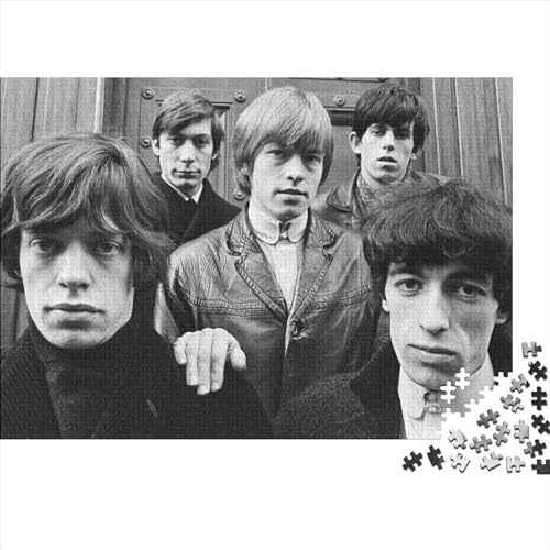 The Rolling Stones Holzpuzzle mit 1000 Teilen für Erwachsene,kreatives rechteckiges Puzzle,Gehirnübungs-Herausforderungsspiel,Geschenk für Kinder (75x50cm) von WTCBQC