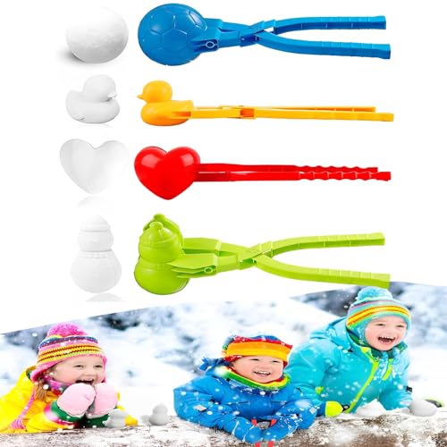 WTZWYFWJ 4 Stück Schneeballmacher,Cartoon Schneeball Maker,Schneeballzange,Schneeball Former,Winter Schneeball Maker,Sandball Schneeball Clip,Winter Schneeball Form Spielzeug,Schneeball Werkzeug Clip von WTZWYFWJ