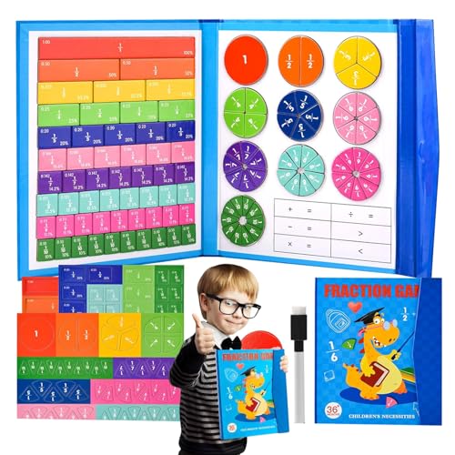 Arithmetisches Lernspielzeug, Bruchrechnen Material Magnetisch, Magnetisches Bruch-Lernpuzzle, 9 Farben Fraction Game Mathe Spielzeug, für Mathe Grundschule Material, Mathematik Ressourcen von WTZWYFWJ