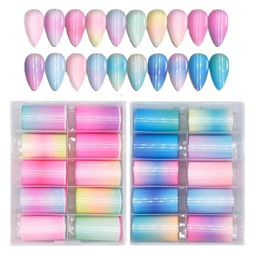 20 Stück Nagelfolie Transferfolie Aufkleber Nagelsticker Nagel Decals Warps glänzend DIY Aufkleber Holographische Glas Papier Nagel Dekorationen Kit Nagel Dekorationen von WUERKIYA