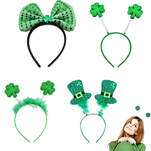 WUERKIYA 4 Stück Haarreif St. Patricks Day Accessoires Kleeblatt Deko St. Patricks Day Deko Kostüm Accessoire Kopfbedeckung Irish Party Karneval Mottoparty von WUERKIYA