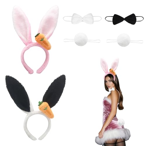 Hasenohren Haarreif Set, Hase Kostüm Damen, Ostern Hasenohren, Bezauberndes Hasenkostüm - Perfekt für Erwachsene und Junge Leute - Hell Bunny Judy Hopps Kostüm mit flexiblen Hasenohren und Haarspangen von WUERKIYA