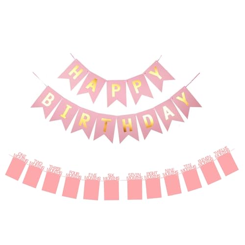 WUERKIYA Jahrestag Geburtstags-Girlande - Fotogirlande für den Ersten Geburtstag, Happy Birthday Girlande, Cake Topper Geburtstags Dekoration, Ideal für von WUERKIYA