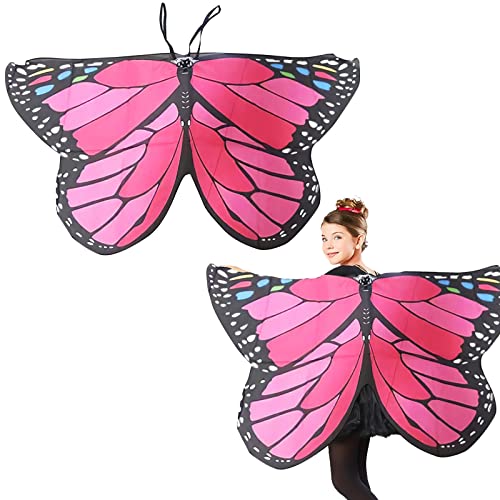 Schmetterling Kostüm Damen Schmetterling Umhang Flügel Fee Kostüm Kind Damen Karnevalskostüme Schmetterling Flügel für Kostüm Halloween Fasching Cosplay Party Weihnachten 145 * 70 cm -Rosa von WUERKIYA