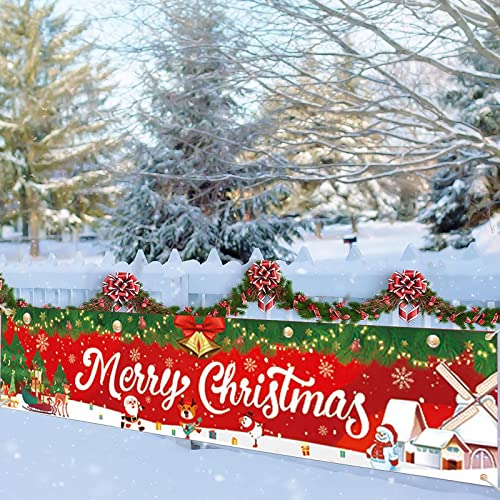 WUERKIYA Weihnachtsdeko Weihnachts Banner Dekoration Weihnachtsdeko Garten Weihnachtsbanner Aussen Merry Christmas Banner Große für Outdoor Garten Balkon 180X40 cm -2 von WUERKIYA