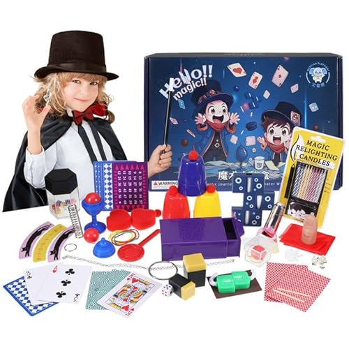 WUISOLQP Zauberkasten Kinder Zaubertricks Set für Kinder Neuheit Magie Requisiten Zauber Tricks Geburtstag Geschenk für Junge Mädchen Anfänger Zauberrequisiten Spielzeug ab 6 7 8 9 10 11 12 Jahren von WUISOLQP