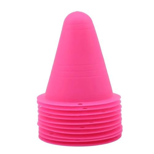 WUJIHE 10 Stück Skate-Markierungshütchen, Roller, Fußball, Markierungsbecher, Markierungshütchen, Slalom, Rollschuhe, Flor, Fußball, Trainingsgeräte (Rosa) von WUJIHE