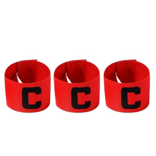 WUJIHE Fußball-Armband für Kinder und Erwachsene, Fußball-Armband, Führer, Wettbewerb, Geschenk, Fußball, Kapitän, Gruppenarmband, Fußballtraining (3 Stück, rot) von WUJIHE