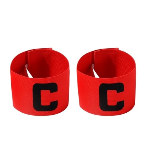 WUJIHE Fußball-Armband für Kinder und Erwachsene, Fußball-Armband, Führer, Wettbewerb, Geschenk, Fußballkapitän, Gruppenarmband, Fußballtraining (2 Stück, rot) von WUJIHE