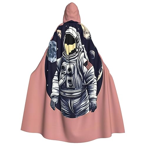 WURTON Astronaut auf dem Mond 1 Druck Unisex Kapuzenumhang Kostüm Damen Herren Vampir Halloween Cosplay Karneval Mottoparty von WURTON