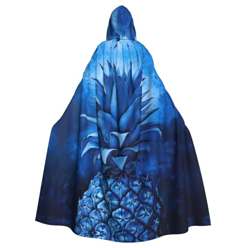 WURTON Blauer Ananas-Kapuzenumhang für Erwachsene, Karneval, Hexe, Cosplay, Kostüm, Karneval, Partyzubehör, 185 cm von WURTON