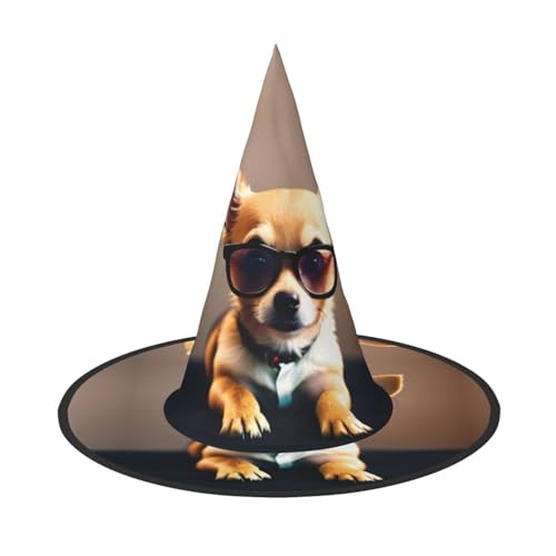 WURTON Chihuahua Hund Brille 1 Druck Halloween Hut Einzigartige Hexenhut für Partys Cosplay - Halloween Dekor Partys von WURTON