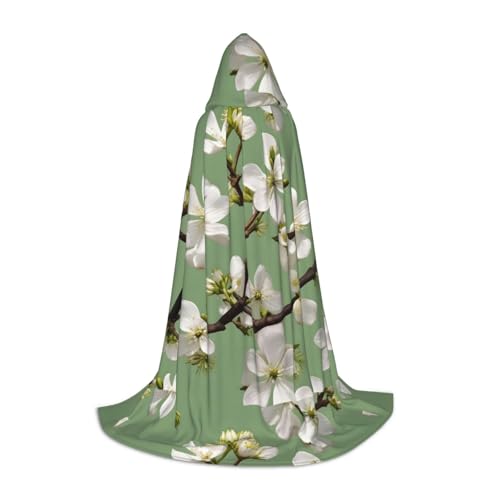 WURTON Dogwood Blossoms Print Halloween Hooded Capes Renaissance Gothic Cloaks For Cosplay Hooded Cloaks Unisex von WURTON