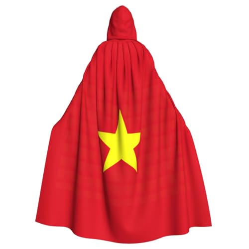 WURTON Eleganter Kapuzenumhang mit vietnamesischer Flagge, für Halloween, Karneval, Mottopartys, Cosplays, Erwachsene, Unisex von WURTON