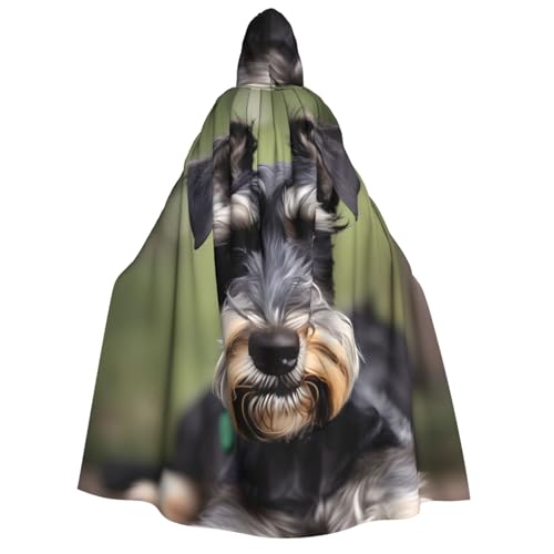 WURTON Entzückender Schnauzer-Druck, Unisex, Kapuzenumhang, Halloween, Karneval, Vampir, Cosplay, Umhang mit Kapuze von WURTON