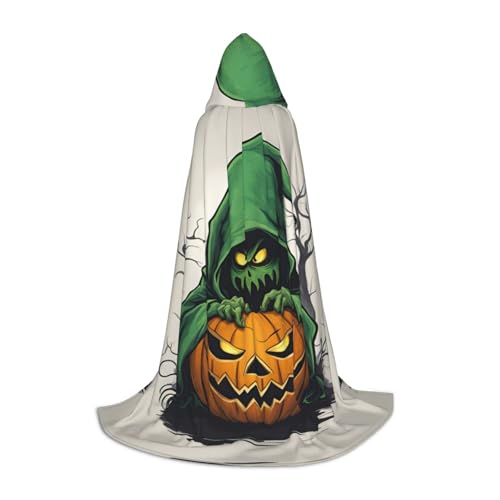 WURTON Grüner Geist Horror Halloween Kürbis 1 Druck Halloween Kapuzenumhang Renaissance Gothic Umhang für Cosplay Kapuzenumhang Unisex von WURTON