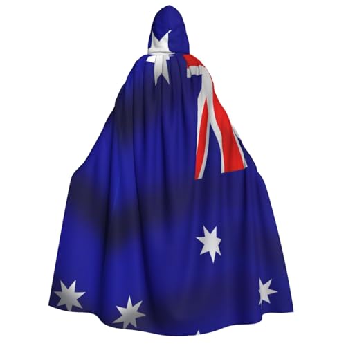 WURTON Kapuzenumhang mit australischer Flagge, Unisex, Halloween, Karneval, Vampir, Cosplay, Umhang mit Kapuze von WURTON