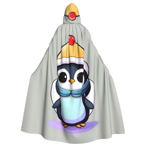 WURTON Kapuzenumhang mit süßem Pinguin-Druck für Erwachsene, Karneval, Hexe, Cosplay, Kostüm, Karneval, Partyzubehör, 185 cm von WURTON