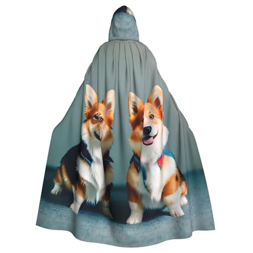 WURTON Niedlicher Corgi-Hundemantel mit Kapuze für Erwachsene, Karneval, Hexe, Cosplay, Kostüm, Karneval, Partyzubehör, 185 cm von WURTON