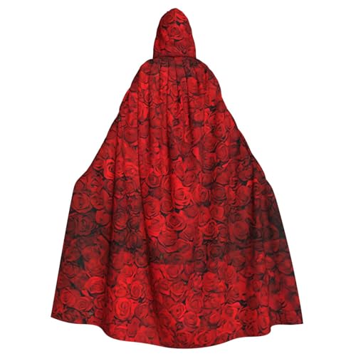 WURTON Rote Rose 1 Kapuzenumhang für Erwachsene, Karneval, Hexe, Cosplay, Kostüm, Karneval, Partyzubehör, 185 cm von WURTON