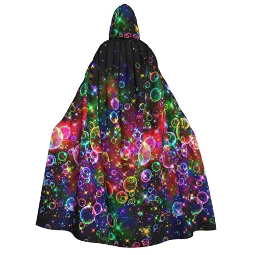 WURTON Umhang mit Kapuze, bunt, Regenbogen-Stern-Druck, Unisex, Halloween, Karneval, Vampir, Cosplay, Umhang mit Kapuze von WURTON