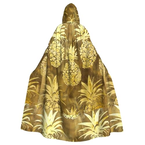 WURTON Umhang mit goldenem Ananas-Hintergrund für Erwachsene, Karneval, Hexe, Cosplay, Kostüm, Karneval, Partyzubehör, 185 cm von WURTON