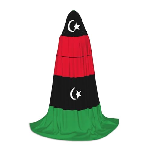 WURTON Umhang mit libyscher Flagge, Unisex, Kapuzenumhang, Cosplay-Umhang für Erwachsene, Gothic-Umhang, Hexenumhang von WURTON