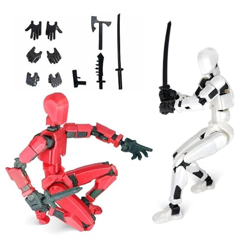 WUSANNA 2 Stück T13 Action Figure Actionfiguren mit Mehreren Gelenken T13 Actionfigur 3D-Druck von Beweglichen Figuren mit Mehreren Gelenken Desktop-Dekorationen Rot Schwarz und Weiß Schwarz von WUSANNA