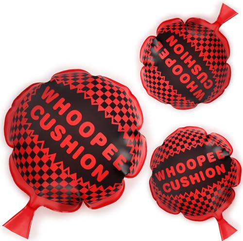 WUSANNA 3 Stück furzkissen Whoopee Cushion furzkissen Kinder pupskissen Kinder furzkissenspielzeug furzkissen selbstaufblasend Für Kinder Erwachsene Streiche Enthält Zwei Größen Rot von WUSANNA