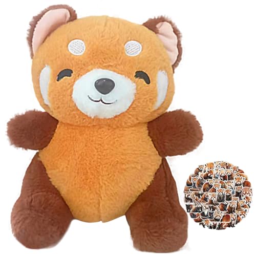 WUSANNA Roter Panda Kuscheltier 24cm Roter Panda Red Panda Plush Panda Stofftier Plüsch Panda Puppen Kissen Kommt mit 50 Aufklebern Panda-Puppe Kinder-Weihnachtsgeburtstags-Kissengeschenk von WUSANNA