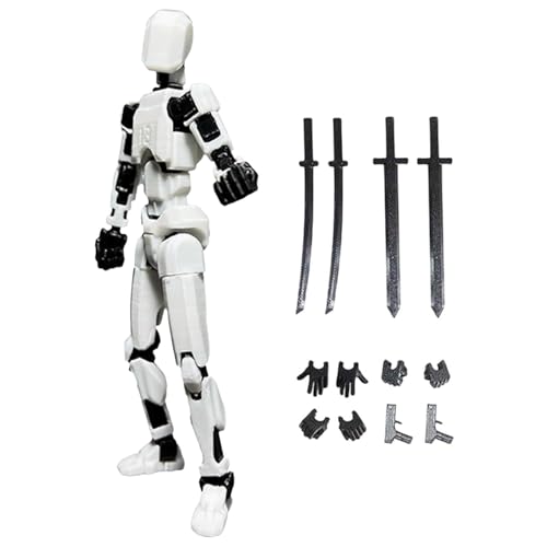 WUSANNA T13 Action Figure 3D Printed Multi-Jointed Movable Titan 13 Action Figuren 3D-Druck Von Beweglichen Figuren Action Figures Desktop-Dekorationen Schwarz+weiß Geschenke Für Jungen von WUSANNA