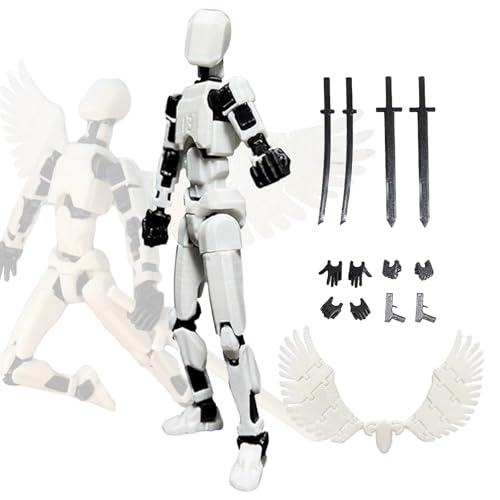 WUSANNA T13 Action Figure T13-Actionfigur Actionfiguren Mit Mehreren Gelenken 3D Druck Von Beweglichen Figuren Mit Mehreren Gelenken Roboter Actionfigur Desktop Dekorationen Schwarz+weiß von WUSANNA