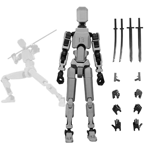 WUSANNA T13 Figur 3D-Druck von Beweglichen Figuren mit Mehreren Gelenken Roboter-Actionfigur Actionfiguren mit Mehreren Gelenken Desktop-Dekorationen Grau von WUSANNA