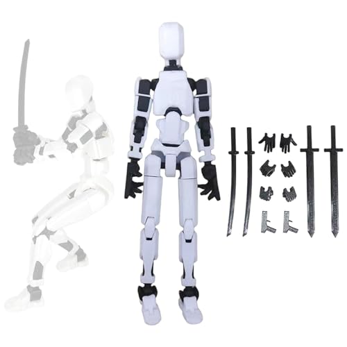 WUSANNA T13 Figur T13 Action Figure Titan 13 Figur Ailevant Titan 13 Action Fiqure 3D-Druck Von Beweglichen Figuren Mit Mehreren Gelenken Roboter-Actionfigur Desktop-Dekorationen Schwarz Und Weiß von WUSANNA