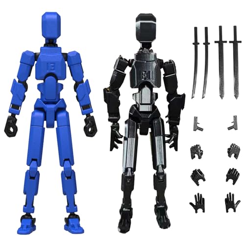 WUSANNA Titan 13 Figur T13 Action Figure Spielzeug 3D-Druck von Beweglichen Figuren mit Mehreren Gelenken Desktop Dekorationen 2 Packs Blauschwarz Reines Schwarz von WUSANNA