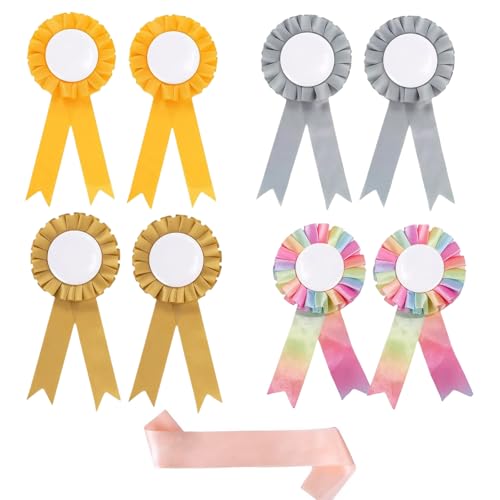 WUSANNA Turnierschleifen 8 Stück Turnierschleife Pferd Hobby Horse Rosettes Rosetten für Gewinner Schmuckset für Pferde in Gold Silber Gelb und Regenbogenfarben Geeignet für Sportveranstaltungen von WUSANNA