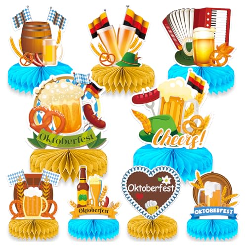 WUSJCOF 9 Stück Oktoberfest Deko Set, Oktoberfest Deko Bienenwaben, OktoberfestTischdeko, Bayrische Bierfest Deko Tischdekoration, Bayerische Deko 3D für Oktoberfestparty WUSJCOF 9 Stück Oktoberfest Deko Set, Oktoberfest Deko Bienenwaben, OktoberfestTischdeko, Bayrische Bierfest Deko Tischdekoration, Bayerische Deko 3D für Oktoberfestparty von WUSJCOF