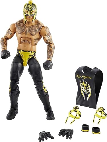 WWE GVC01 - Rey Mysterio Top Picks Elite Actionfigur (ca. 15 cm) mit hervorragender Beweglichkeit für perfekte Posen, lebensechten Details, authentischem Wrestling-Look und Zubehör, ab 8 Jahren von WWE