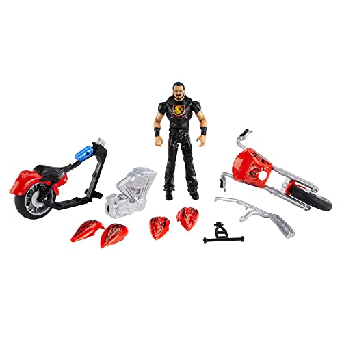 WWE GYX60 - Wrekkin’ Slam Cycle Motorrad mit Drew McIntyre Basis-Actionfigur, Geschenk für Kinder ab 6 Jahren von Mattel