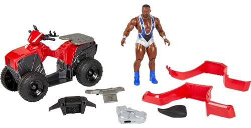 WWE HDM06 - Wrekkin Slam 'N Spin ATV mit drehenden Lenkstangen u, inkl. 15cm Big E Basic Action Figur, Spielzeug Geschenk für Kinder ab 6 Jahren von Mattel