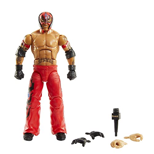 WWE HKP15 - Elite WrestleMania Royal Rumble Rey Mysterio Actionfigur, bewegliches WWE Sammlerstück mit Zubehör, Spielzeug Geschenk für Kinder und Fans ab 8 Jahren von WWE