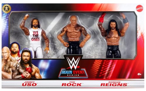 WWE Jimmy Uso The Rock Roman Reigns Main Event 3 Pack Mattel Series Wrestling Actionfiguren Spielzeug von WWE