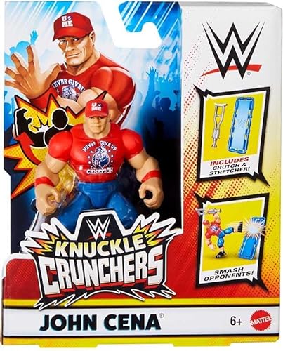 WWE Knuckle Crunchers Figur, 10 cm – Figuren John Cena + Zubehör von WWE